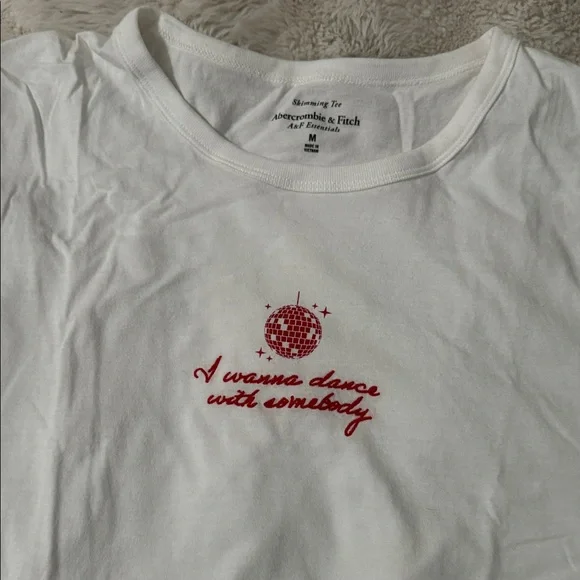 White T-Shirt with Red Embroidery - Picture 3 of 5